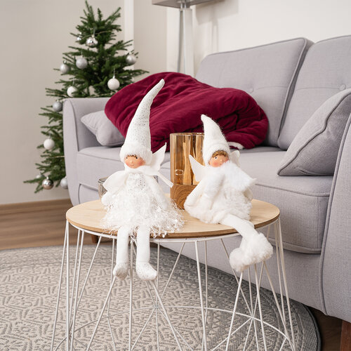 Decorație de Crăciun Îngeraș așezat, 40 cm,argintiu