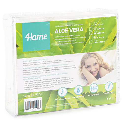 4Home Aloe Vera Undurchlässiger Matratzenschoner mit Gummi, 90 x 200 cm