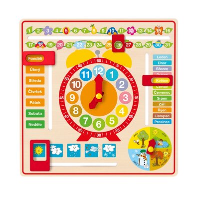Woody Calendar multifuncțional cu ceas, 36 x 36 cm