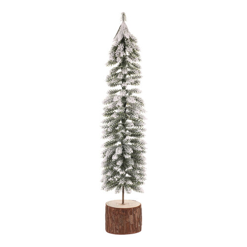 Karácsonyi dekoráció fenyőfa hófedte tuskón, 40 cm