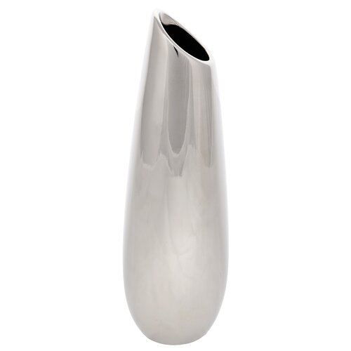 Keramická váza Drop, 7 x 26 x 7 cm, stříbrná