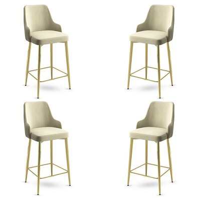 Barstuhl-Set Enox Cream and Gold, 4 Stück