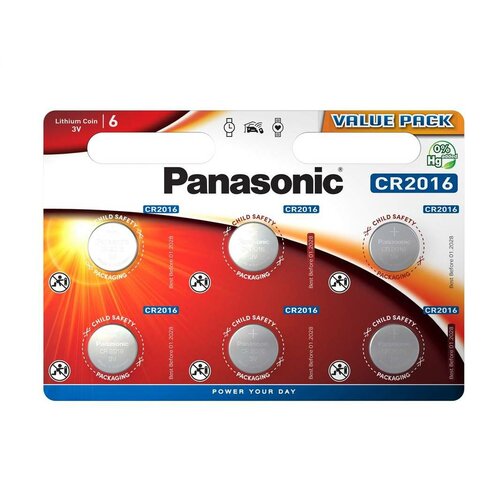 Panasonic Komplet baterij CR-2016EL/6BW, 6 kos