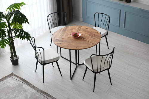 Set de scaune de sufragerie Yildiz White and Black, 4 buc.