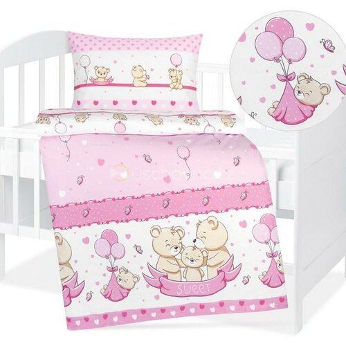 Bellatex Pamut bölcsőágynemű Agata Medve család,90 x 135 cm, 45 x 60 cm, 45 x 60 cm termék 2. képe