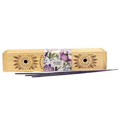 Arome  Secret garden drevená krabička s vonnými tyčinkami Purple Haze, 10 tyčiniek