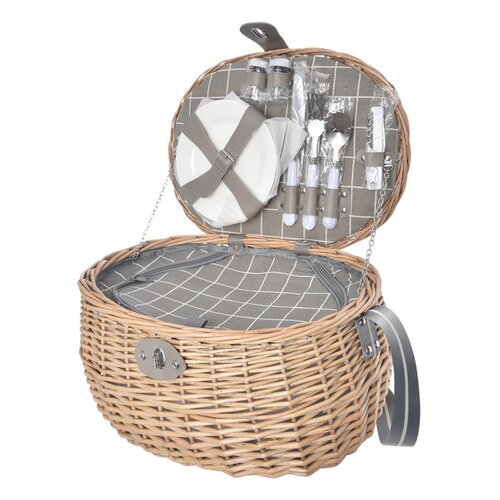 Coș de picnic din răchită Orion oval, echipament pentru 2 persoane