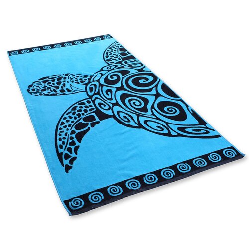 DecoKing Ręcznik plażowy Turquoise Turtle, 90 x 180 cm