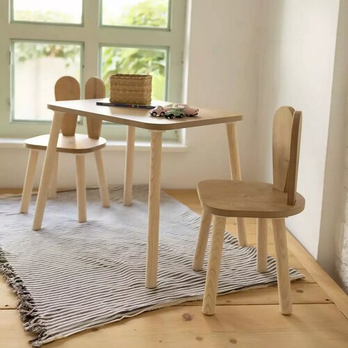 Set pentru copii cu măsuță și 2 scaune Bunny TwoChair Set - Brown