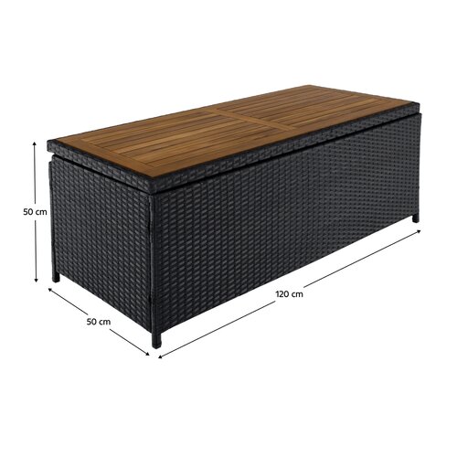 Zahradní úložný box/lavice, černá/přírodní/krémová, BEMUS