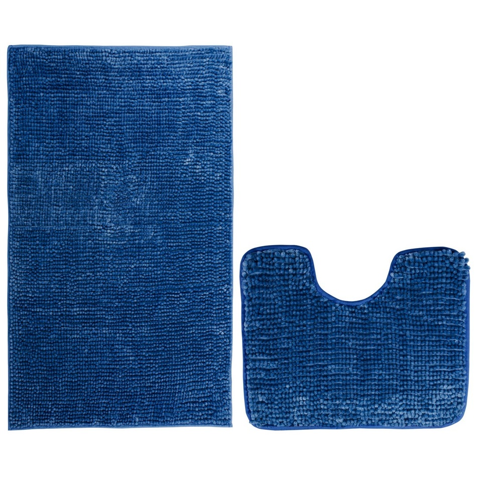 Poza AmeliaHome Set de covorase baie Bati albastru inchis, 2 buc 50 x 80 cm, 40 x 50 cm