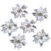 Decorațiuni de Crăciun Poinsettia cu răzuitorargintiu, set de 6