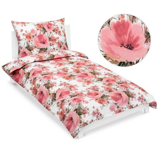 Bellatex Baumwollbettwäsche Hibiskus rosa, 140 x 200 cm, 70 x 90 cm