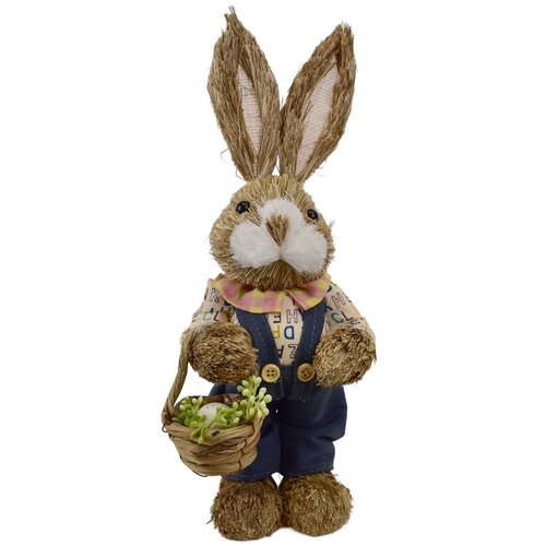 Veľkonočný zajačik zo slamy s košíkom, 13 x 33 x 11 cm