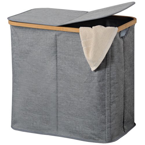 Kesper 19598 Coș pentru rufe cu capac dublu, gri,50 x 54,5 x 33 cm