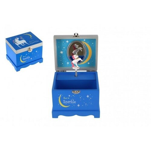 Teddies Hrací skříňka se šperkovnicí Jednorožec, 12,5 x 10,5 x 10 cm