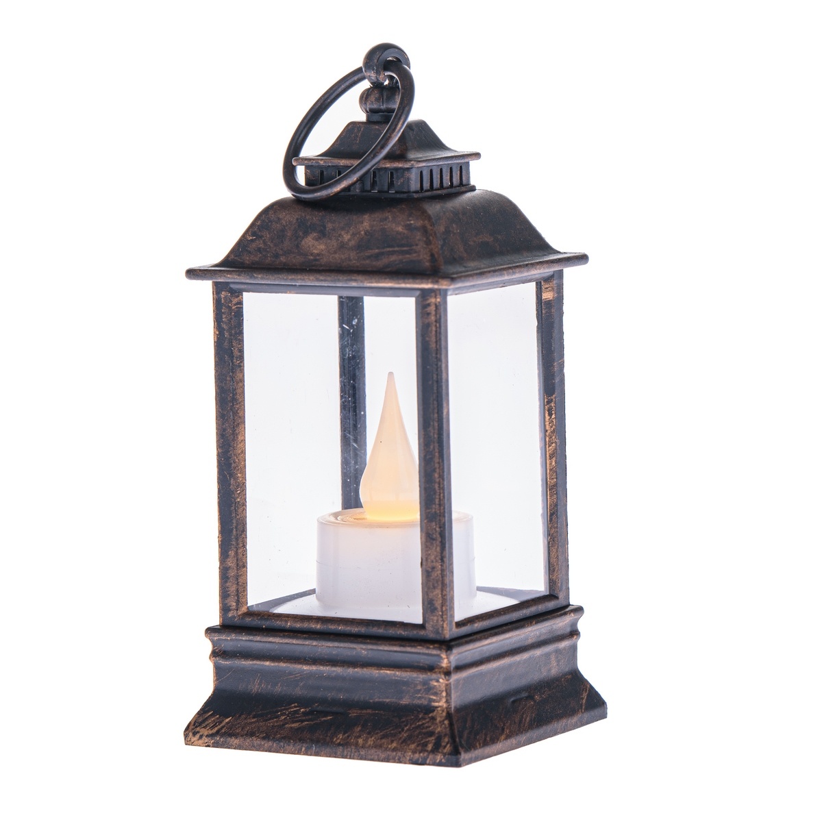 Lampáš s LED sviečkou Cremona bronzová, 6 x 13 cm