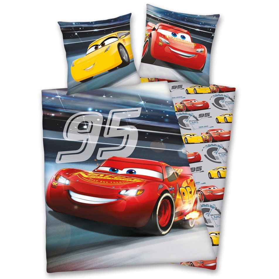 Herding Dětské bavlněné svíticí povlečení Cars, 140 x 200 cm, 70 x 90 cm