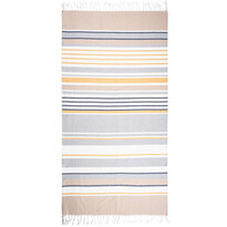 Prosop Fouta Stripes yellow cu franjuri, 90 x 170 cm