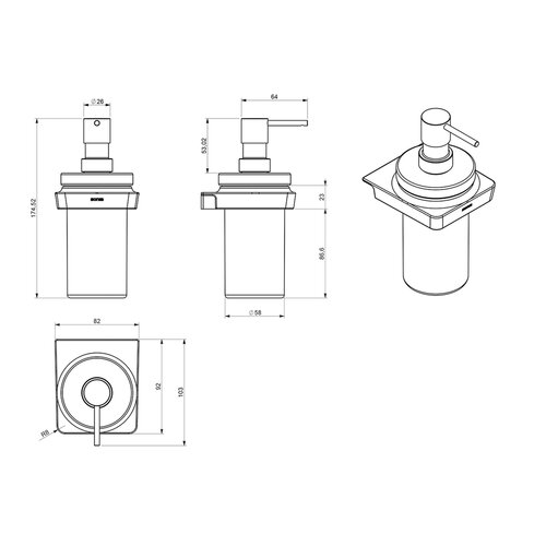 Dozator de săpun SONIA 161010 Zen, 250 ml, crom