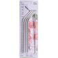 Set de paie metalice reutilizabile, cu perie, oblice 21,5 cm, 5 buc.