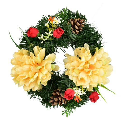 Dušičkový venček Oranžové chryzantémy, 20 cm