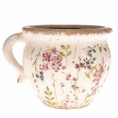 Керамічне кашпо для квіткового горщика Vintage garden бежева, 20 x 14,5 x 16,5 см