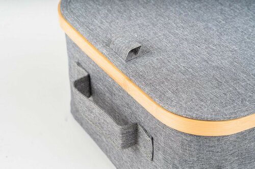 Скринька для зберігання G21 40 x 30 x 15 см,бамбукова з кришкою, сіра