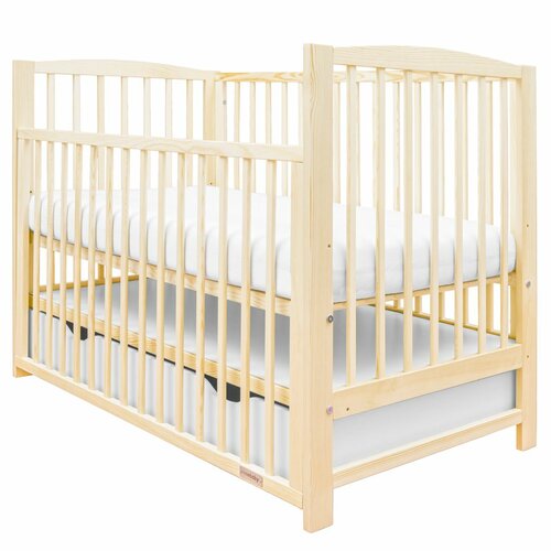 Pătuț pentru copii New Baby Lilly cu lateraldetașabil și sertar, natural