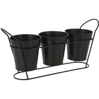 Set recipiente de ghiveci cu stativ Ribeira 3 buc., negru
