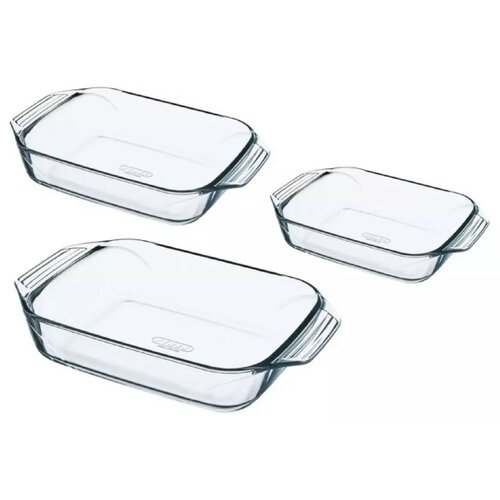 Pyrex Set de 3 vase de sticlă pentru cuptor, 1,4 l+ 3 l + 4 l