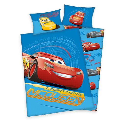 Dziecięca pościel bawełniana do łóżeczka Cars blue, 100 x 135 cm, 40 x 60 cm
