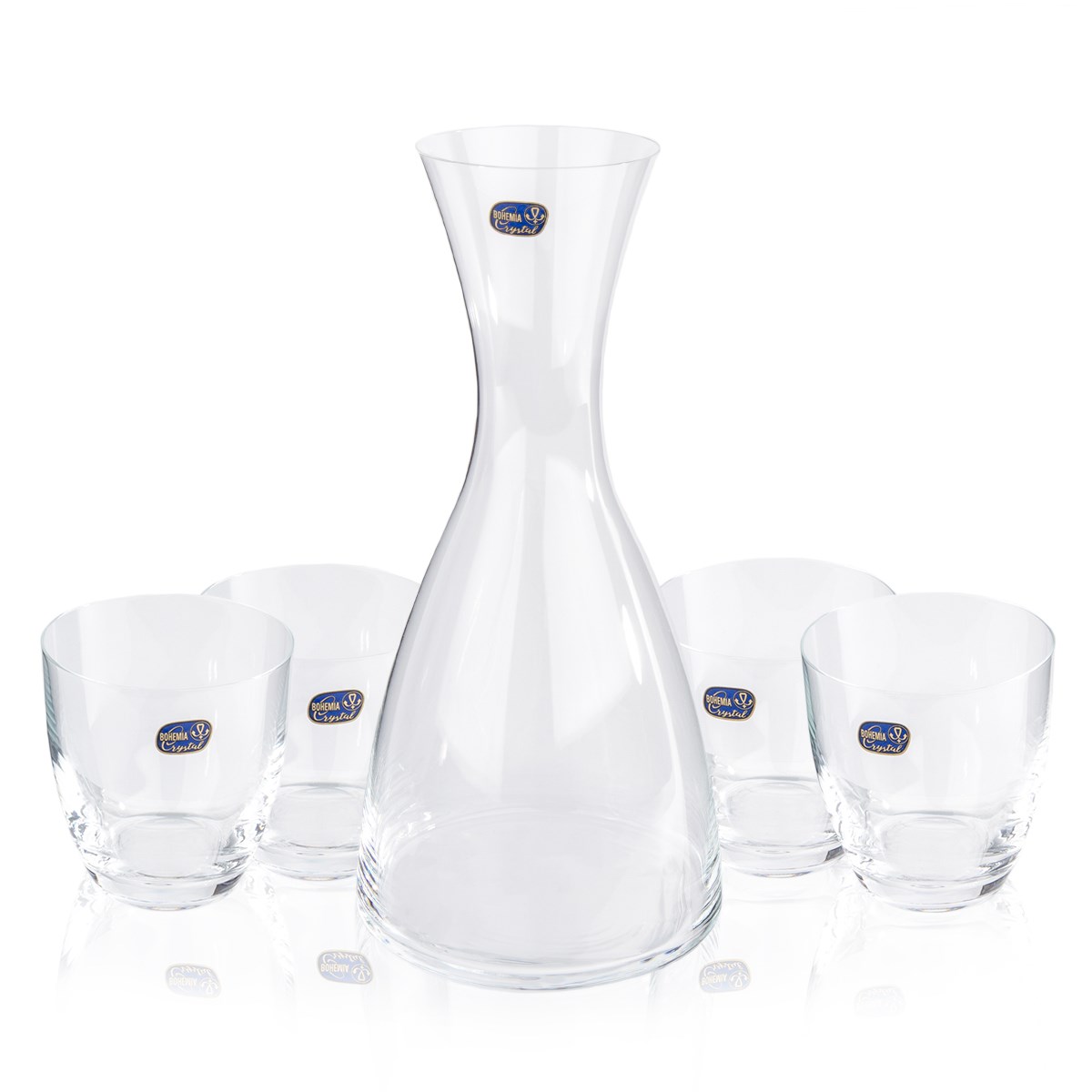 Bohemia Crystal Sada 4 pohárov s karafou Water, 1200 ml