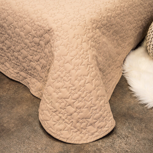 4Home Tagesdecke Doubleface Stars beige, 140 x 240 cm, 1x 40 x 40 cm