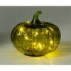 Szklana dynia świecąca 15 x 13 cm, zielony, 10 diod LED, na baterie, z timerem