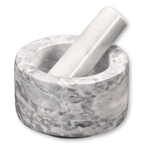 Kesper 71505 Mortier de marbre avec pilon, blanc,diamètre 13 cm