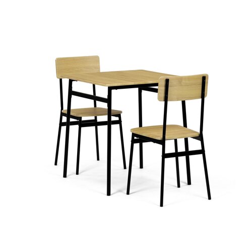 Set de masă Industrial cu 2 scaune, 70 x 70 x 76cm, stejar sălbatic