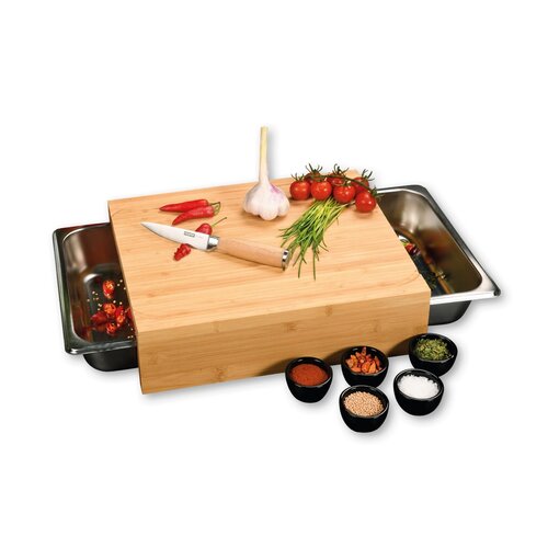 Kesper 58355 Deska do krojenia z tackami, stal nierdzewna, 35 x 29 x 9,5 cm