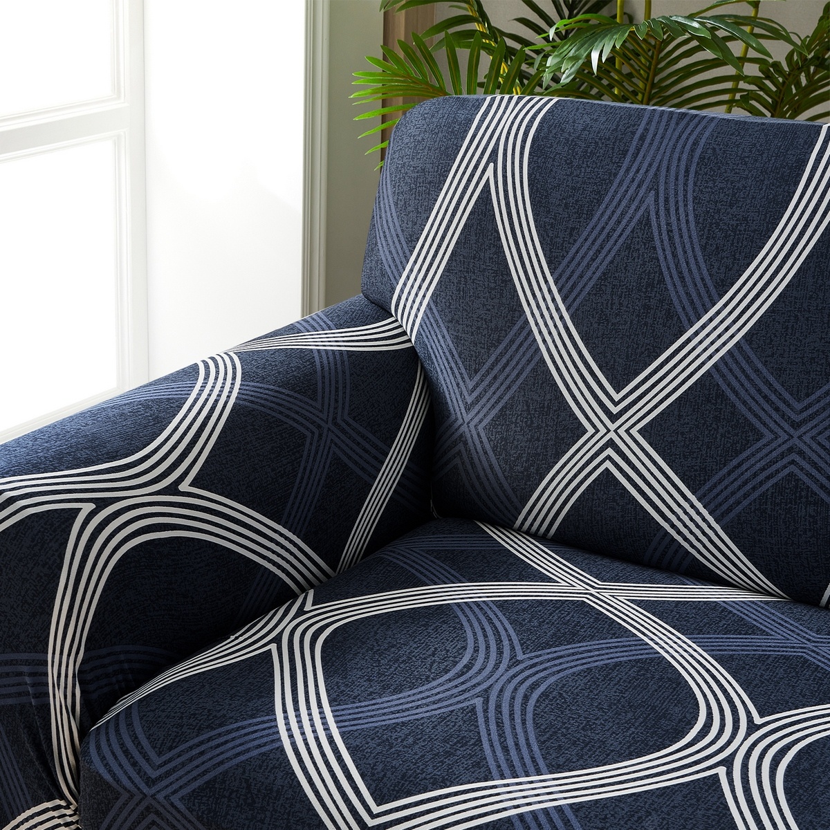 4Home Napínací potah na křeslo Elegant modrá, 90-140 cm + povlak na polštářek zdarma, 90-140 cm - thumb (2)
