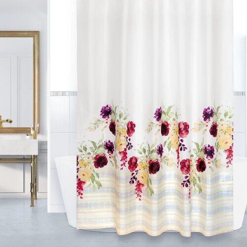 Bellatex Tuš zavesa Cvetovi mešana barva, 180 x200 cm