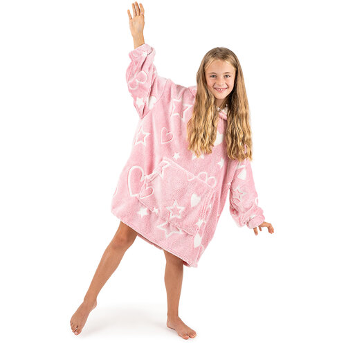 4Home pulover iz jagnječje kože z mikroplišastimi svetlečimi Hearts, enobarvna velikost S - otroški