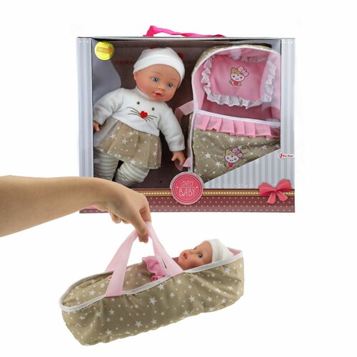 Teddies Bábätko s postieľkou, 30 cm