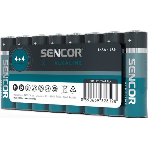 Sencor SBA LR6 alkalická batéria AA, 8 ks
