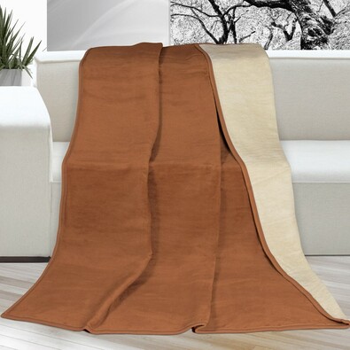 Koc XXL / Narzuta na łóżko Kira brązowy, 200 x 230 cm