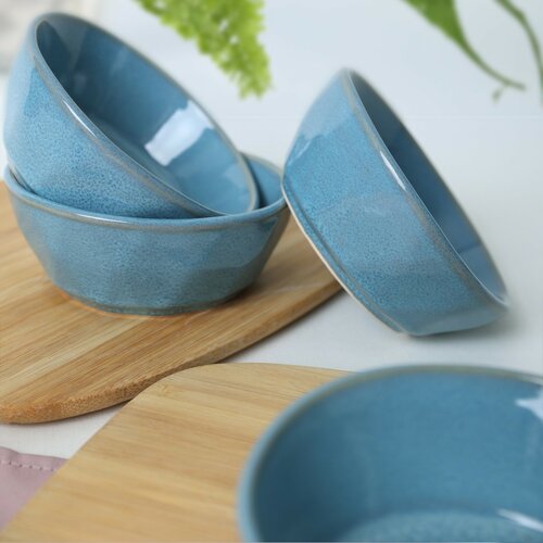 Набір із 6 керамічних мисок Facetta 12 см, бірюзовий