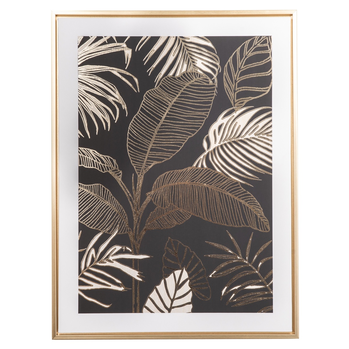 Fotografie Obraz na plátně v rámu Palm leaf - zlatotisk, 45 x 60 x 2,5 cm