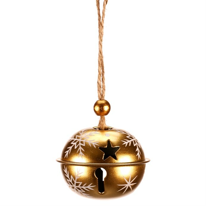 Sada závěsných kovových rolniček, 4  ks, zlatá