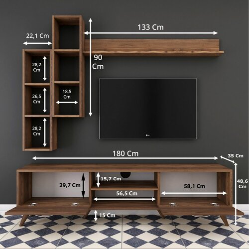 Ściana telewizyjna Mia Walnut