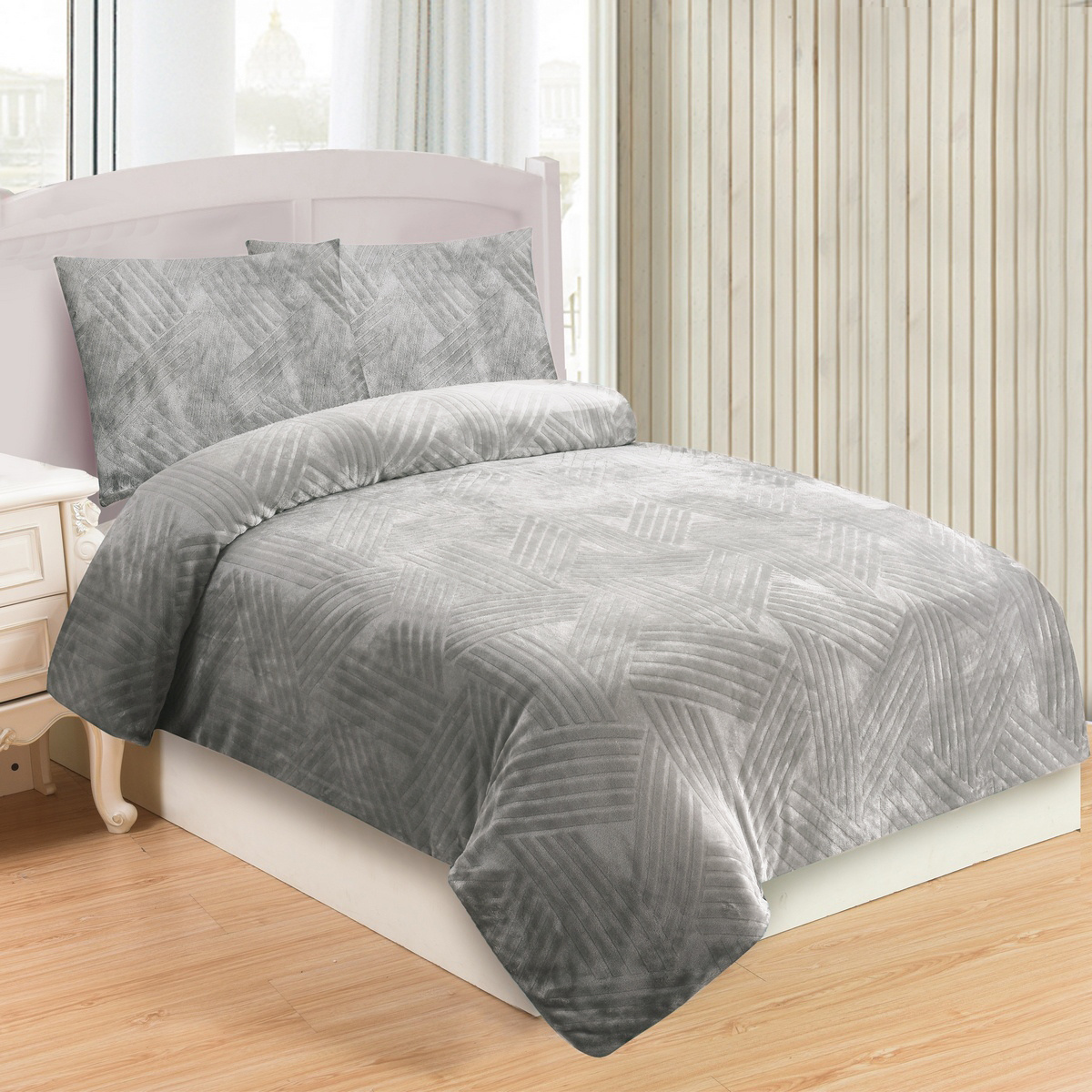 Obliečky mikroplyš Trojica sv. sivá, 140 x 200 cm, 70 x 90 cm