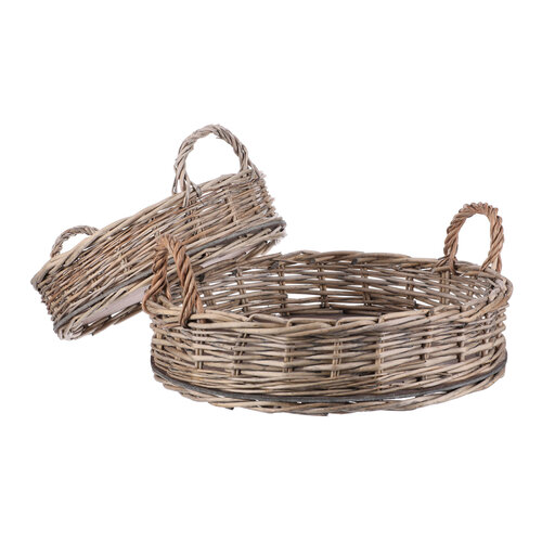 Komplet pletenih pladnjev Nature okroglih, 2 kos,2 velikosti, 45 x 10 x 45 cm